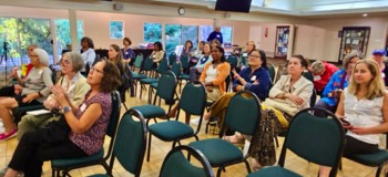 Photo 2: Audience members gather at the City of Los Altos Garden House for the Candidate Forum.